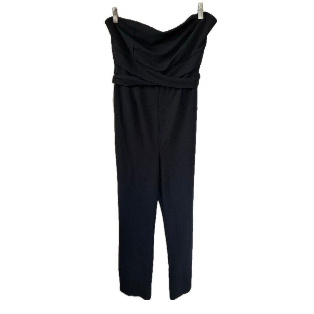 Blashe Women's Special Occasion Strapless Front Cross Back Tie Wide Leg Jumpsuit